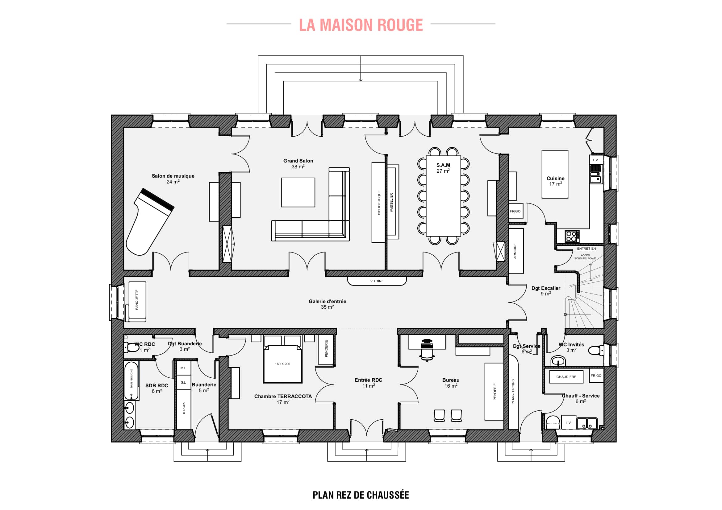 Plan du rez de chaussée • La Maison Rouge